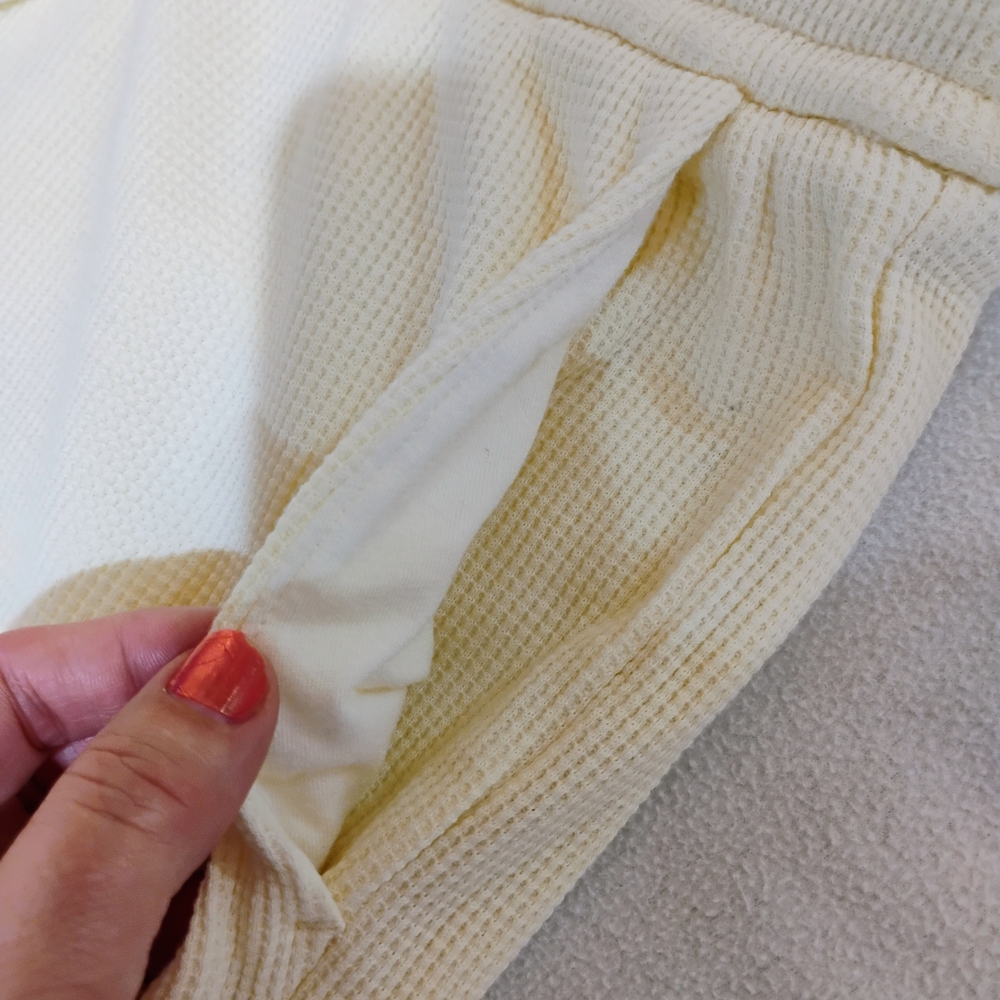 Soft Surroundings Cream Ribbed Wide-Leg Lounge Pants with Drawstring - Picture 4 of 12